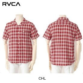 RVCA (ルーカ) オープンチェック 半袖シャツ BB041-128 チェリー チェック ガーゼ調素材 ホワイトレッド サマーシャツ 　