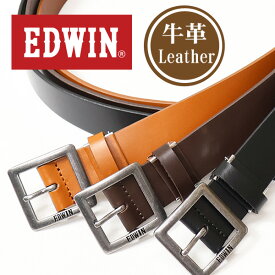 EDWIN エドウィン ギャリソン レザーベルト 0111178 メンズ 本革 牛革 カジュアルベルト シンプル カット可