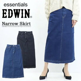 10%OFF SALE セール EDWIN エドウィン essentials レディース EL990 デニム ロングスカート 切りっぱなし ナロースカート ストレッチ デニムスカート 送料無料