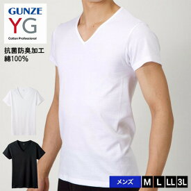 GUNZE グンゼ YG ワイジー Vネック 半袖Tシャツ 綿100％ 無地 YV0015V コットン 抗菌防臭 ビジネス アンダーウェア 下着 インナー パンツ 肌着 メンズ インナーシャツ