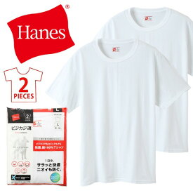 大きいサイズ 5L HANES ヘインズ ビジカジ魂 HM1EN701K 2P クルーネック 半袖Tシャツ 抗菌防臭 綿100% パックTシャツ 半T インナー メンズ 肌着 2枚セット 2枚組