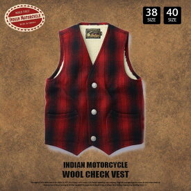 【送料無料】インディアンモーターサイクル ベスト INDIAN MOTORCYCLE ベスト ジレ WOOL CHECK VEST IM13690-165 レッド