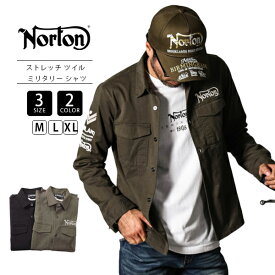 【送料無料】Norton ファッション 服 ノートン ストレッチ ツイル ミリタリー シャツ 231N1502 1223