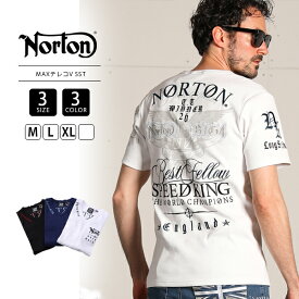 【送料無料】Norton ノートン メンズ テレコ Vネック 半袖 Tシャツ ラメ 刺しゅう プリント バイクファッション 242N1004B 0524