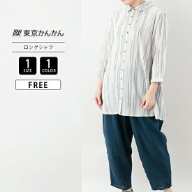 レディース 婦人服 トップス ロングシャツ TANABANA 東京かんかん スラブヤーン 透け感 シアー素材 羽織れる 配色ストライプ 24S477 0823