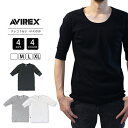 AVIREX デイリーウェア ハーフスリーブ 五分丈 Uネック Tシャツ 7834934024 0329