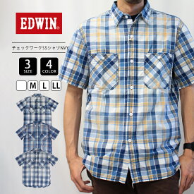 EDWIN エドウィン メンズ ワークシャツ 半袖 チェックシャツ ワークポケット レギュラーフィット ET2140 1004