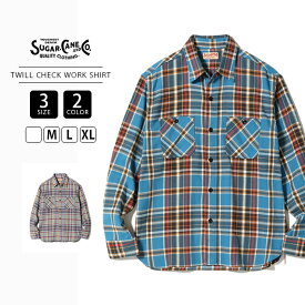 シュガーケーン SUGAR CANE ワークシャツ 長袖チェックシャツ グレー ブルー TWILL CHECK WORK SHIRT SC29363 1129