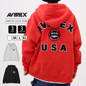 AVIREX アビレックス メンズ トップス ジップアップパーカー VARSITY LOGO SWEAT ZIP UP PARKA バーシティーロゴ 定番ロゴ 羽織り 裏起毛 7834931002