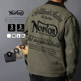 Norton ノートン メンズ アウター ダックワークジャケット ワークジャケット 襟コーデュロイ 刺繍 ジップ仕様 ライトアウター 秋アウター 253N1700