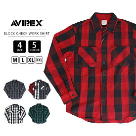 AVIREX アビレックス メンズ トップス 長袖 シャツ 秋冬トップス ブロックチェック ワークシャツ BLOCK CHECK WORK SHIRT デイリーシリーズ お手頃 シンプル 7832223002