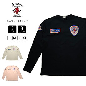 TEDMAN テッドマン メンズ トップス 長袖 Tシャツ ロンT クルーネック LUCKY DEVIL シンプル プリント 抜染プリント アメカジ バイカー ストリート TDLS-367