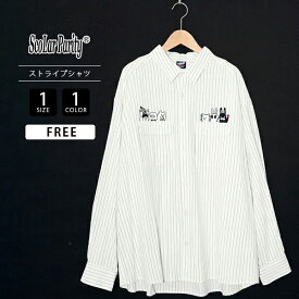 ScoLar Parity スカラーパリティ レディース トップス 長袖 シャツ ストライプシャツ ひょっこり Parity 刺繍 大人カジュアル アイボリー ゆったりサイズ 353125