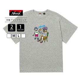 NANGA ナンガ メンズ ユニセックス 半袖 Tシャツ イラスト Family CAMP HIROAKI USHIODA リサイクルコットン クルーネック グレー N2500-1M021Z