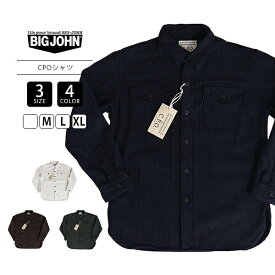 BIG JOHN ビッグジョン メンズ トップス シャツ 長袖 US NAVY CPO 1940 ミリタリー CPOシャツ 綿100％ ヘリンボーン 4カラー フラップ付きポケット ビンテージ感 アメカジ カジュアル 羽織りにも MCP002E
