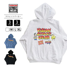 VISION STREET WEAR ビジョン Sponge Bob スポンジボブ ユニセックス ジップパーカー 長袖 裏毛 パーカー 羽織り キャラクター プリントスウェット 6305039