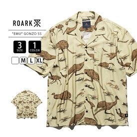 ROARK ロアーク メンズ 半袖 シャツ 総柄 EMU GONZO オープンカラーシャツ レーヨンシャツ 総柄 オーストラリア 旅 ボックスシルエット RWJ1123