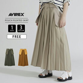 AVIREX アビレックス レディース ボトムス ロングスカート プリーツスカート MILITARY POCKET BELT POUCH PLEATED SKIRT ポーチ付き ミリタリー 7836116603