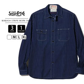 Sugar Cane シュガーケーン メンズ トップス 長袖 シャツ ワークシャツ FICTION ROMANCE 8.5oz WABASH STRIPE WORK SHIRT ストライプ 抜染プリント SC25551