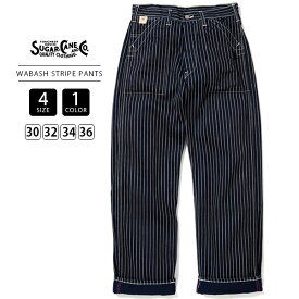 Sugar Cane シュガーケーン メンズ ボトムス ストレート ワークパンツ 9oz. WABASH STRIPE ENGINEER PANTS ウォバッシュ やや太め ドットストライプ SC40786