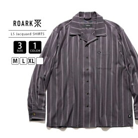 ROARK ロアーク 長袖シャツ オープンカラー ストライプ ジャガードシャツ 羽織り カジュアル ストリート アメカジ グレー ブラック シック ストリート RLWJ1200