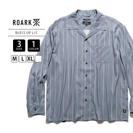 ROARK ロアーク 長袖シャツ オープンカラー ストライプ BLESS UP 通気性 春夏シャツ 羽織り レイヤード ブルー 爽やか 伸縮 耐久 速乾 ドライ RLWJ1201