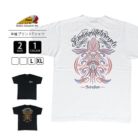Indian Motorcycle インディアン モーターサイクル メンズ 半袖 Tシャツ プリントTシャツ ブランドロゴ レタリング ピンストライプ トライバル IM79720