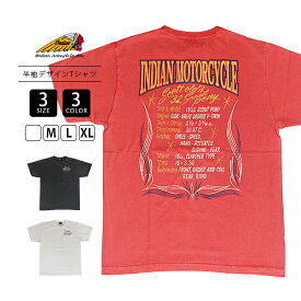 Indian Motorsycle インディアンモトサイクル メンズ トップス 半袖 Tシャツ ビンテージ風 洗い加工 プリントT バックプリント バイクカルチャー ピンストライプ ポケットTシャツ IM79724