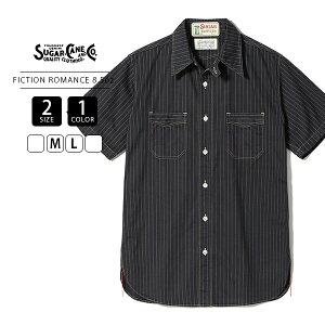Sugar Cane �V���K�[�P�[�� �����Y �g�b�v�X ���� �V���c �u���b�N �h�b�g�X�g���C�v 8.5oz BLACK WABASH STRIPE WORK SHIRT FICTION ROMANCE SC37275SC39702