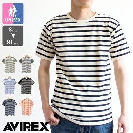 【夏割!!】【 AVIREX アビレックス 】 デイリーウエア 半袖 ボーダー クルーネック Tシャツ 6123302 / avirex Tシャツ アビレックス ボーダーシャツ メンズ レディース ユニセックス トップス カットソー インナー 春夏 22SS