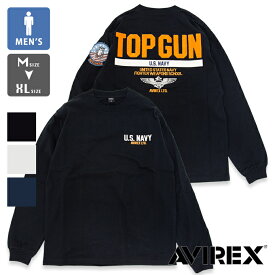 【SALE!!】 AVIREX アビレックス 長袖 Tシャツ トップガン LONG SLEEVE T-SHIRT TOPGUN 783-3930017 7833930017 / アヴィレックス Tシャツ 長袖 ロンT トップス サガラ刺繍 ロゴ 秋冬 2023AW