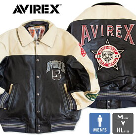 【 AVIREX アビレックス 】 スタジアム ジャケット ワイルド ベアーズ STADIUM JACKET WILD BEARS 7833950013 783-3950013 / アヴィレックス スタジャン 革ジャン アウター メンズ ワッペン デザインパッチ アメカジ 2023AW