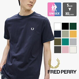 【 FRED PERRY フレッドペリー 】 Ringer T-Shirt ワンポイント リンガー S/S Tシャツ M3519 / 半袖 クルーネック 丸首 無地 ワンポイントT 月桂樹 ローレル 胸ロゴ トップス メンズ レディース ユニセックス 23SPRING/