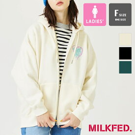 【 MILKFED. ミルクフェド 】 MELTY HEART ZIP UP HOODIE MILKFED. メルティーハート ジップアップ フーディー パーカー 103234012016 / MILKFED.　ミルクフェド ジップアップ フーディー パーカー スウェット トレーナー バックプリント ロゴ 裏毛 発泡プリント 2023AW