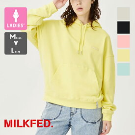 【 MILKFED. ミルクフェド 】 BASIC SWEAT HOODIE MILKFED. ベーシック スウェット フーディー 103241012007 / MILKFED.　ミルクフェド フーディー パーカー スウェット トレーナー バーロゴ ワンポイント ロゴ 裏毛 定番 シンプル レディース ウィメンズ 2024SPRING /