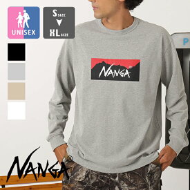 【 NANGA ナンガ 】 ECO HYBRID BOX LOGO L/S TEE エコハイブリッド ボックスロゴ ロングスリーブティー NW2311-1G299 / NANGA ナンガ 長袖Tシャツ ロンT クルーネック 丸首 BOX ロゴ プリント アウトドア メンズ レディース ユニセックス 定番 2023AW