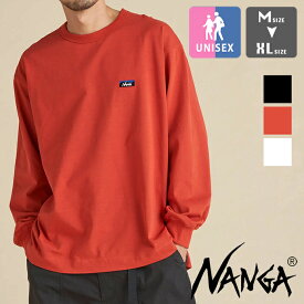 【 NANGA ナンガ 】 ECO HYBRID BOX LOGO EMBROIDERY L/S TEE エコハイブリッド ボックスロゴ エンブロイダリー ロングスリーブティー NW2411-1G803-A / NANGA ナンガ 長袖Tシャツ ロンT クルーネック 丸首 ワンポイント ロゴ 刺繍 アウトドア 定番 2024SPRING