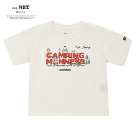 【 NANGA ナンガ 】 ECO HYBRID CAMPING MANNERS WILD ANIMALS KIDS TEE エコハイブリッド キャンピングマナー ワイルドアニマル キッズティー NW2411-1S705-A / NANGA ナンガ Tシャツ 半袖 キッズ 丸首 クルーネック プリント バックプリント 男の子 女の子 2024SUMMER