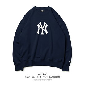 【 NEW ERA ニューエラ 】 MLB Apparel MLB ロゴ クルーネック スウェット 137553 / トレーナー スエット プルオーバー 長袖 丸首 裏毛 ヤンキース ドジャース セットアップ メンズ レディース ユニセックス 13755312 13755313 13755314 13755315 2023AW/