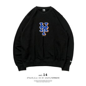 【 NEW ERA ニューエラ 】 MLB Apparel MLB ロゴ クルーネック スウェット 137553 / トレーナー スエット プルオーバー 長袖 丸首 裏毛 ヤンキース ドジャース セットアップ メンズ レディース ユニセックス 13755312 13755313 13755314 13755315 2023AW/