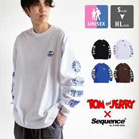 【 Sequence シーケンス 】 トムとジェリー TOM and JERRY FUNNY SLEEVE PRINT L/S TEE ファニーアート 袖プリント ロンT I-2370914 / 2370914 / Sequence トムとジェリー シーケンス 長袖 メンズ レディース ユニセックス 袖プリント ワンポイント トップス コラボ 22SS