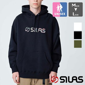 【 SILAS サイラス 】 SPUTTERING LOGO WIDE HOODIE SILAS スパッタリング ロゴ ワイド パーカー 110233012007 / SILAS サイラス パーカー フーディー SILAS&MARIA パーカー フーディー フード プルパーカー Sマーク ロゴ　バックプリント ビッグシルエット ワイド 2023AW