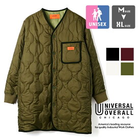 【SALE!!】 【 UNIVERSAL OVERALL ユニバーサルオーバーオール 】 QUILT COAT キルト コート U2133511 / キルティングコート ライナーコート ライナージャケット ノーカラーコート ロング丈 アウター メンズ レディース ユニセックス 22AW ※/