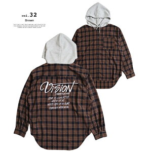 �y VISION STREET WEAR ���B�W�����X�g���[�g�E�F�A �z Hoodie Check Shirt / 90s �X�g���[�g�t�[�h�`�F�b�N�V���c 6305010 / ���B�W�����X�g���[�g�E�F�A �`�F�b�N�V���c �����V���c �t�[�h�t�� �o�b�N�v