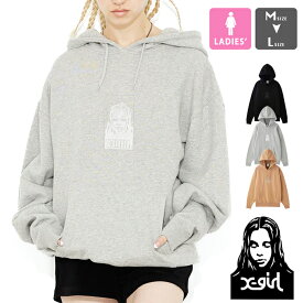 【SALE!!】 【 X-girl エックスガール 】 SATIN PATCH SWEAT HOODIE BOX型 サテンワッペン フェイスロゴ スウェットパーカー 105223012004 / x-girl パーカ フーディ エックスガール トップス 裏毛 レディース ウィメンズ ワッペン 刺繍 秋冬 22AW