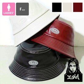 【 X-girl エックスガール 】 FAUX LEATHER BUCKET HAT X-girl フェイクレザー バケット ハット 105223051002 / X-girl バケットハット フェイクレザー バケハ 帽子 レディース ハット エックスガール XLARGE 22AW