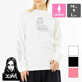 【 X-girl エックスガール 】 FACE & LOGO STITCH L/S TEE X-girl フェイス ロゴ ステッチ 長袖Tシャツ 105231011001 / X-girl 長袖 tシャツ ロンT ロングスリーブ フェイスロゴ 袖プリント 刺繍 シンプル ストリート カジュアル レディース ウィメンズ 23SPRING