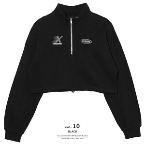 �ySALE!!�z �y X-girl �G�b�N�X�K�[�� �z HALF ZIP CROPPED SWEAT TOP X-girl �n�[�t�W�b�v �N���b�v�h �X�E�F�b�g 105234012011 / x-girl �G�b�N�X�K�[�� �n�[�t�W�b�v �X�E�F�b�g �g���[�i�[ �V���[�g�� ���S �X