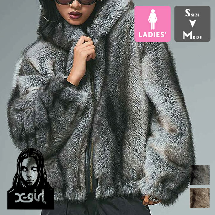 楽天市場】【 X-girl エックスガール 】 LOGO PATCHED FAUX FUR HOODED 