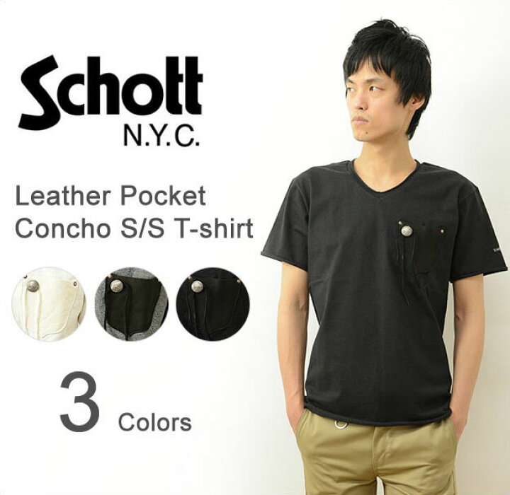 楽天市場】Schott（ショット） レザー ポケット コンチョ Tシャツ 
